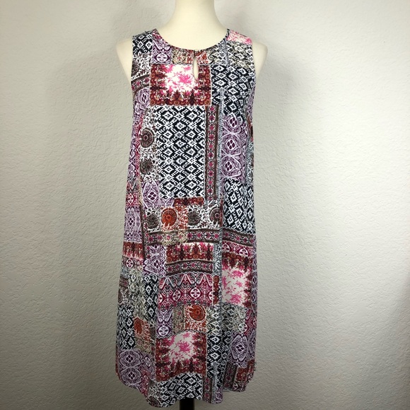 J. Jill Dresses & Skirts - JJill Women’s Pink Dress Multi Color Print Sleeveless Midi Boho Peasant Size S